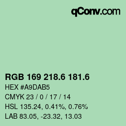 カラーコード: RGB 169 218.6 181.6 | qconv.com