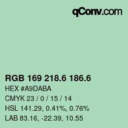 カラーコード: RGB 169 218.6 186.6 | qconv.com