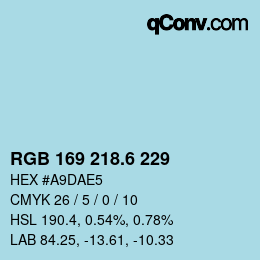 カラーコード: RGB 169 218.6 229 | qconv.com