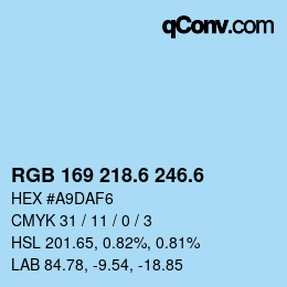 カラーコード: RGB 169 218.6 246.6 | qconv.com