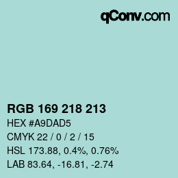 Color code: RGB 169 218 213 | qconv.com