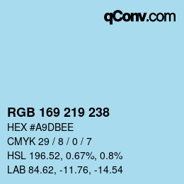 Color code: RGB 169 219 238 | qconv.com