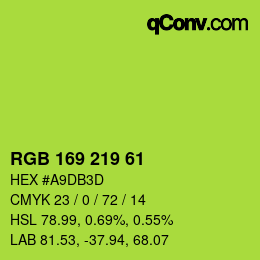 Color code: RGB 169 219 61 | qconv.com