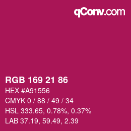 颜色代码: RGB 169 21 86 | qconv.com