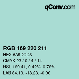 Farbcode: RGB 169 220 211 | qconv.com