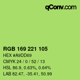Color code: RGB 169 221 105 | qconv.com