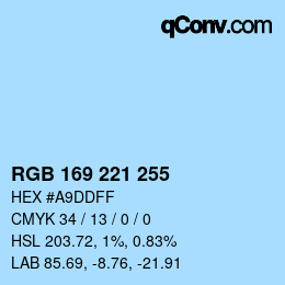 Color code: RGB 169 221 255 | qconv.com