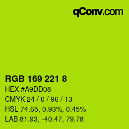 Color code: RGB 169 221 8 | qconv.com