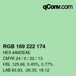 Color code: RGB 169 222 174 | qconv.com