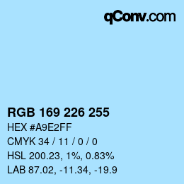 Color code: RGB 169 226 255 | qconv.com