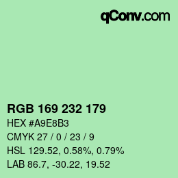 Color code: RGB 169 232 179 | qconv.com