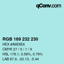 Color code: RGB 169 232 230 | qconv.com