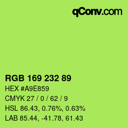 Color code: RGB 169 232 89 | qconv.com