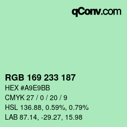 Color code: RGB 169 233 187 | qconv.com