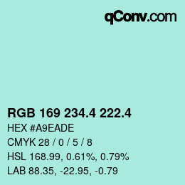カラーコード: RGB 169 234.4 222.4 | qconv.com