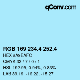 カラーコード: RGB 169 234.4 252.4 | qconv.com