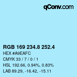 カラーコード: RGB 169 234.8 252.4 | qconv.com