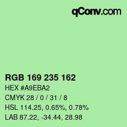 Color code: RGB 169 235 162 | qconv.com