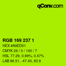 カラーコード: RGB 169 237 1 | qconv.com