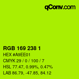 Color code: RGB 169 238 1 | qconv.com