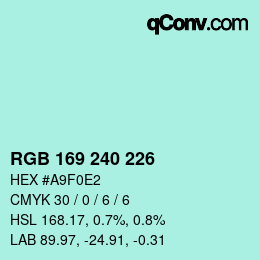 Color code: RGB 169 240 226 | qconv.com
