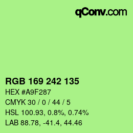 Farbcode: RGB 169 242 135 | qconv.com