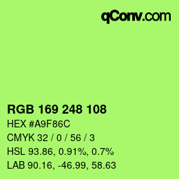 Color code: RGB 169 248 108 | qconv.com