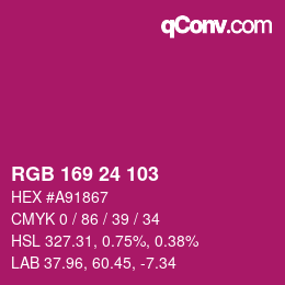 Color code: RGB 169 24 103 | qconv.com