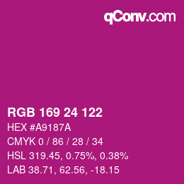 Color code: RGB 169 24 122 | qconv.com
