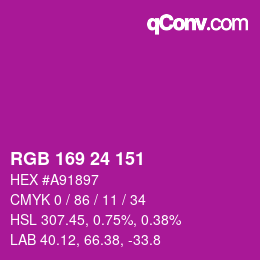 カラーコード: RGB 169 24 151 | qconv.com