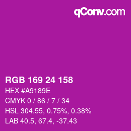 カラーコード: RGB 169 24 158 | qconv.com