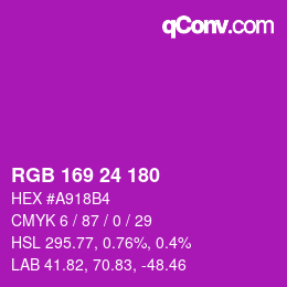 颜色代码: RGB 169 24 180 | qconv.com