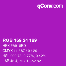 カラーコード: RGB 169 24 189 | qconv.com