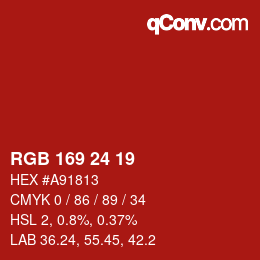 カラーコード: RGB 169 24 19 | qconv.com