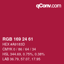 Color code: RGB 169 24 61 | qconv.com