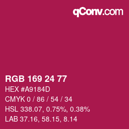 Color code: RGB 169 24 77 | qconv.com