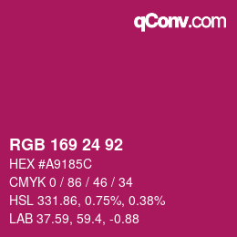 カラーコード: RGB 169 24 92 | qconv.com