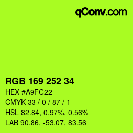 颜色代码: RGB 169 252 34 | qconv.com