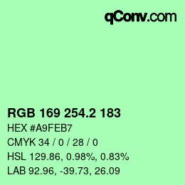 カラーコード: RGB 169 254.2 183 | qconv.com