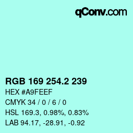 カラーコード: RGB 169 254.2 239 | qconv.com