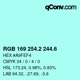 カラーコード: RGB 169 254.2 244.6 | qconv.com