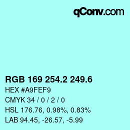 カラーコード: RGB 169 254.2 249.6 | qconv.com