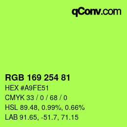 カラーコード: RGB 169 254 81 | qconv.com