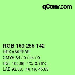 Color code: RGB 169 255 142 | qconv.com