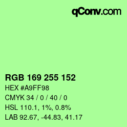 Color code: RGB 169 255 152 | qconv.com