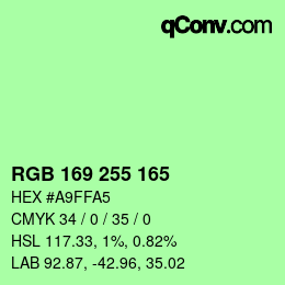 Código de color: RGB 169 255 165 | qconv.com