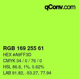 Color code: RGB 169 255 61 | qconv.com
