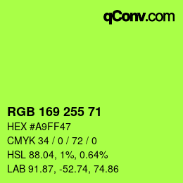 Color code: RGB 169 255 71 | qconv.com