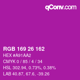 Color code: RGB 169 26 162 | qconv.com