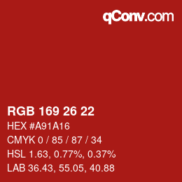 Color code: RGB 169 26 22 | qconv.com